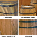 Rustic Whiskey Wine Barrel Side Table with Metal Bands, Solid Wood Barrel Accent Table for Home, Garden, Bar, Patio, Wedding & Event Decor(40cm/15.7in)