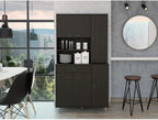 Tuhome Della 90 Kitchen Pantry, One Drawer, Multiple Cabinets, Two Open Shelves Black