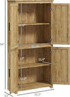 72" Tall Kitchen Pantry Storage Cabinet, Freestanding Buffet with 4 Rattan & Adjustable Shelves, Utility Cupboard Large Sideboard for Kitchen, Dining Room, Natural