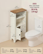 VASAGLE LIRY Collection - Storage Cabinet, Farmhouse Floor Cabinet, Freestanding Storage Organizer for Bathroom Kitchen Entryway, Adjustable Shelf, Cloud White and Rustic Brown UBBK313W101S