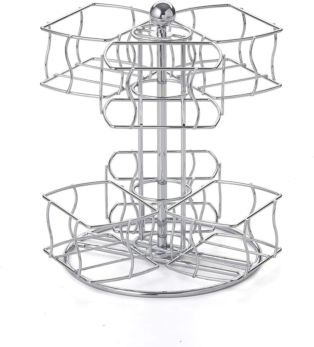 Nifty Tea Bag Spinning Carousel – 6 Compartments, Up to 60 Tea Bags Storage, Spins 360-Degrees, Lazy Susan Platform, Modern Chrome Design, Home or Office Kitchen Counter Organizer