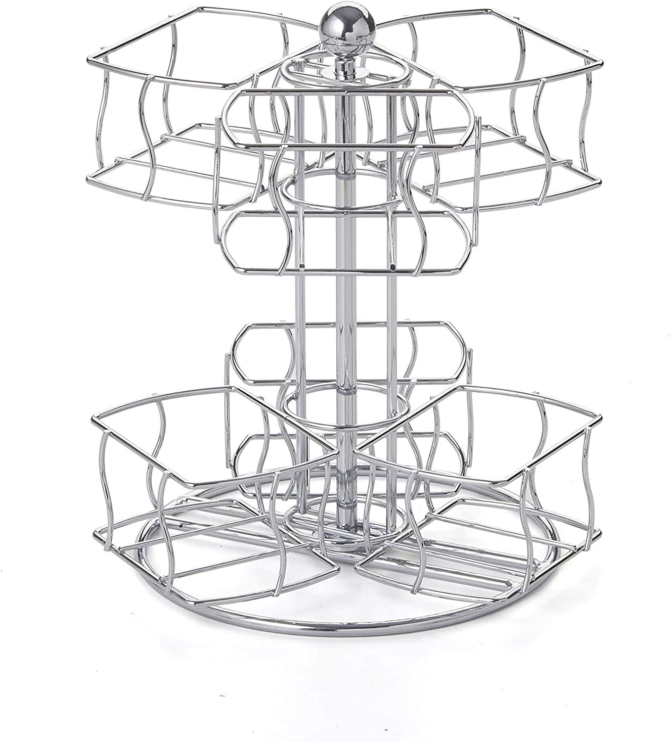 Nifty Tea Bag Spinning Carousel – 6 Compartments, Up to 60 Tea Bags Storage, Spins 360-Degrees, Lazy Susan Platform, Modern Chrome Design, Home or Office Kitchen Counter Organizer