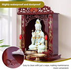 Wall Altar Shelf with Pull-Out Panel for Incense Offerings,Wall-Mounted Solid Wood Buddhist Shrine Altar Table for Meditation and Prayer(45 * 34 * 63.5cm/17.7 * 13.3 * 25in)