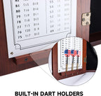 GSE Pro Dartboard Cabinet with Scoreboard, Walnut Solid Wood, Official Size | Dartboard & Darts Not Included, Furniture-grade Paint Finish, for Game Rooms/Man Caves/Bar, 3.5"D x 22"W x 25"H