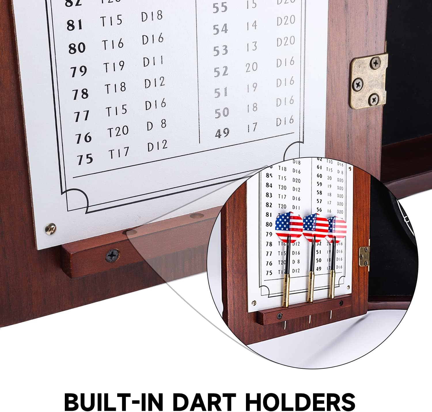 GSE Pro Dartboard Cabinet with Scoreboard, Walnut Solid Wood, Official Size | Dartboard & Darts Not Included, Furniture-grade Paint Finish, for Game Rooms/Man Caves/Bar, 3.5"D x 22"W x 25"H