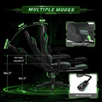 AA Products Gaming Chair High Back Ergonomic Computer Racing Adjustable Gamer Chair with Footrest, Lumbar Support Swivel Chair – Blackgreen