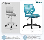 Yaheetech Kids Cute Office Chair Low-Back Armless Study Chair w/Lumbar Support Adjustable Height for Children in Bedroom School, Turquoise
