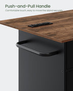 CHOEZON Kitchen Island, Kitchen Island Cart with One Double Cabinet and Drawer, Rolling Storage Cart with Power Strip, with Drop Leaf, for Kitchen, Living Room, Black and Rustic Brown MZD01UBFN1
