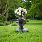 Grave Vases for Cemetery with Metal Spikes and Drainage Holes,Cemetery Vases for Headstones Memorial Gifts Loss of Loved One (Black)
