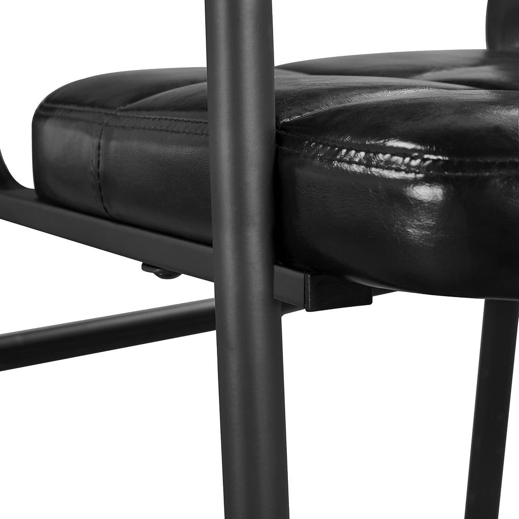 Yaheetech 2 PCS Office Guest Chair Mid Back Leather Reception Chairs Living Room Leisure Chairs with Lumbar Support for Waiting/Conference Room, Black