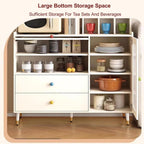 Tall Kitchen Storage Hutch Cabinet, Pantry Cabinet with Storage Drawers, Coffee Bar Workstation, Freestanding Kitchen Cupboard, for Dining Room, Living Room(White,135x100cm/53.1x39.4in)