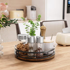 LAMU 2 Pack 10'' 12'' Lazy Susan Turntable Organizer for Cabinet, Round Wood Lazy Susan for Table Top, Countertop, Pantry, Spice, Bathroom Vanity, Coffee, Decor