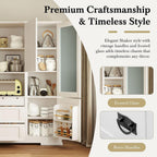 Spaco 78.3" Kitchen Pantry Cabinet with Hutch,Freestanding Food Storage Cabinet with 3 Drawers and 3 Adjustable Shelves,Versatile Buffet Sideboard for Kitchen,Dining Room. (White)