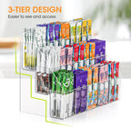 AIEVE Drink Packet Organizer with 15 Compartments, Water Packet Organizer for Water Flavor Drink Mix, Easy Assembly Acrylic Sugar Packets Holder for Cabinet Kitchen Storage Organization