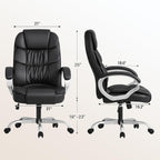 Homall Office Chair High Back Computer Desk Chair, PU Leather Adjustable Height Modern Executive Swivel Task Chair with Padded Armrests and Lumbar Support (Black)