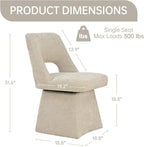VKNOW Upholstered Swivel Dining Chairs Set of 4, Modern Dining Room Chairs with Open Back, Chenille Fabric Kitchen Chairs for Dining Room, Living Room, Bedroom, Vanity, Khaki
