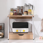 Kitchen Countertop nizer with 3 Tier Microwave Shelf Metal Frame Oven Rack Wood Stand with Drawer 2 Tier Storage and nization Solution for Home