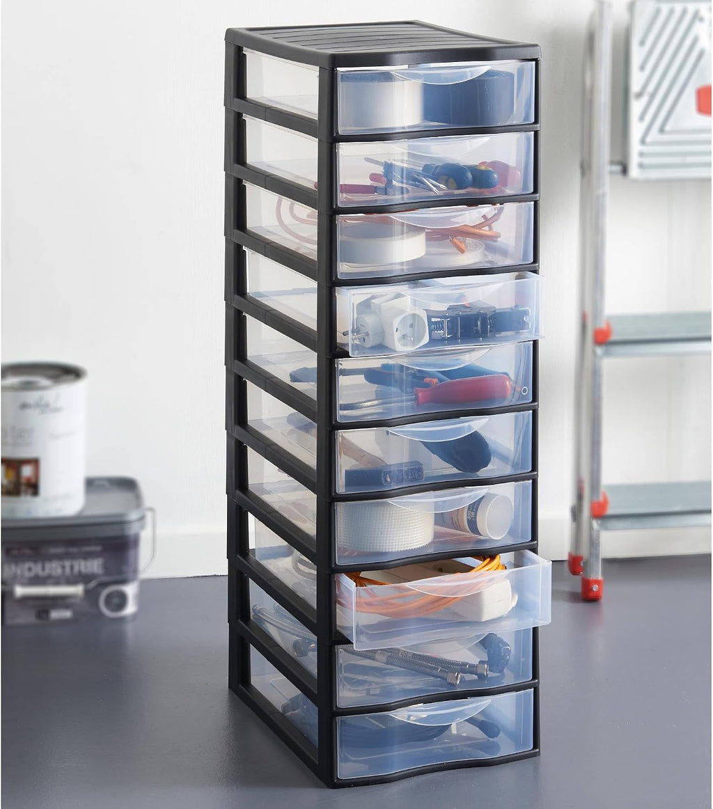 Sundis 10-Drawer DIY Storage Tower, Black
