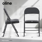 Oline Vinyl Folding Chairs, Padded Vinyl Cushion Chairs with Durable Metal Frame, Indoor Outdoor Stackable Foldable Guest Chairs for Office Wedding Kitchen Dining, 300lb Capacity (Black, 4 Pack)