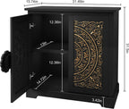 ARTPOWER Embossed Accent Cabinet Set of 2, Vintage Sideboard Buffet Cabinet, Credenza Storage Cabinets with Doors and Shelves for Living Room, Dining Room, Entryway, Hallway, Black