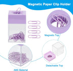 PATIKIL Magnetic Paper Clip Holder Dispenser, Large Capacity Paper Clip Organizers with Magnetic Top for Desk Supplies, Office, Classroom, Home, Purple