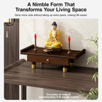 Meditation Altar Table, Personal Meditation Altar Cabinet, Small Puja Table, Tea Japanese, Altar Table with Storage & Drawers Prayer Shrine Desk(66 * 26cm/26 * 10.2in)