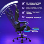 HOFFREE Gaming Chair with Massage and LED Lights Ergonomic Video Game Chairs with Footrest High Back Reclining Computer Chair with Adjustable Lumbar Support Blue and Black