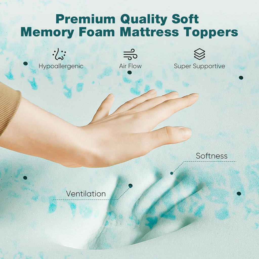 Sweetcrispy Memory Foam Mattress Topper Full, 3 Inch Thick Gel Infused Cooling Toppers Pad for Full Size Bed, Sleeper Sofa, RV, Camper, CertiPUR US Certified, Ventilated and Breathable, Blue