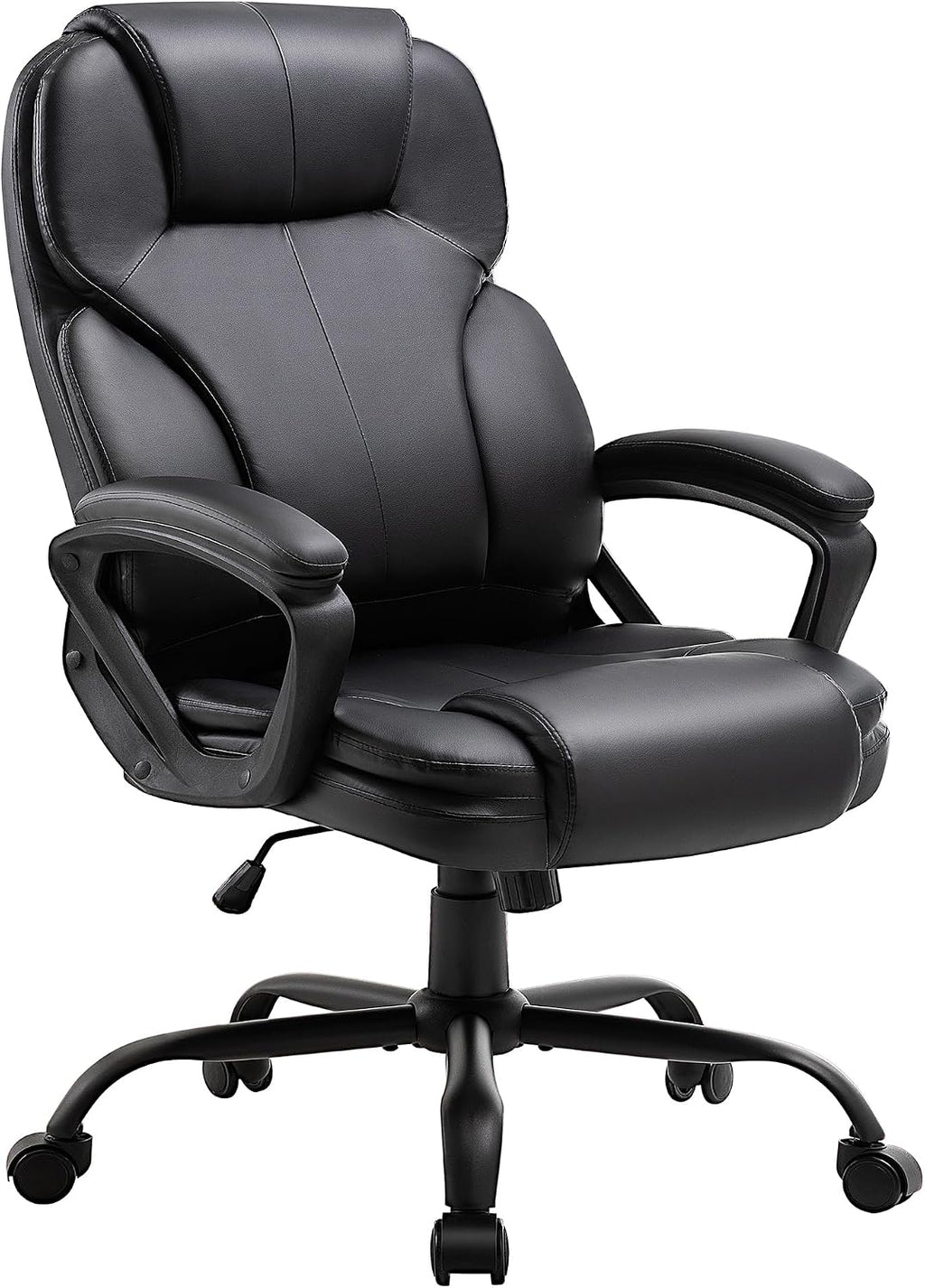 Ergonomic Office Chair with High Back, Comfy Desk Chair, Adjustable Executive Office Chair for Home Office, Big and Tall Computer Chair Heavy Duty, 360° Swivel, Faux Leather Black