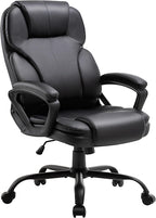 Ergonomic Office Chair with High Back, Comfy Desk Chair, Adjustable Executive Office Chair for Home Office, Big and Tall Computer Chair Heavy Duty, 360° Swivel, Faux Leather Black
