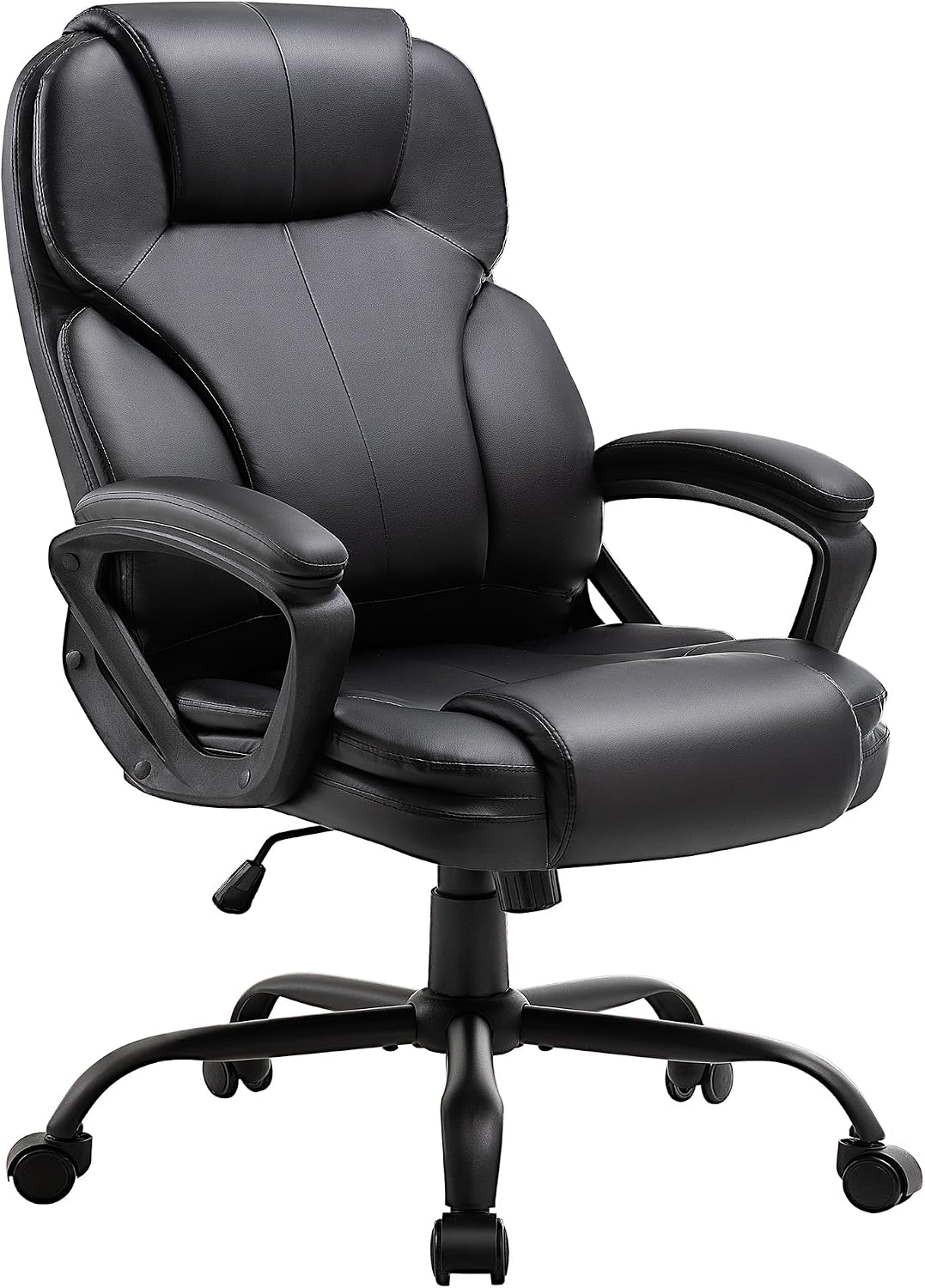Ergonomic Office Chair with High Back, Comfy Desk Chair, Adjustable Executive Office Chair for Home Office, Big and Tall Computer Chair Heavy Duty, 360° Swivel, Faux Leather Black