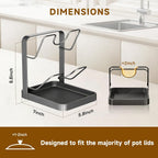 Kitchen Pot Lid Storage Rack, 2-Tier Lids Holder with Detachable Drip Tray While Cooking, Multifunctional Countertop Organizer for Cutting Boards, Ladles and Pan Covers
