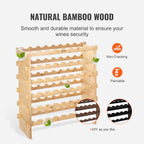 VEVOR 8-Tier 72 Bottles Stackable Modular Wine Rack, Freestanding Wines Holder Display Shelf, Solid Bamboo Wood Storage Racks, Wobble-Free Shelves for Kitchens, Dining Rooms, Cellars, Natural Color