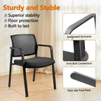 CLATINA Home Office Desk Chair No Wheels,Ergonomic Mesh Mid Back Stacking Arm Chair for Remote Learning,Small Office,Guest Chair,College Apartment (Black, 4 Pack)