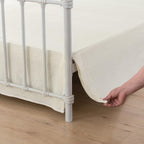 Queen Bed Skirt, Pleated Waffle Weave Bed Skirt with Split Corners, Tailored Dust Ruffle 14 Inch Drop Easy Fit, Machine Washable, Ivory, 14" Queen