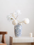 Blue and White Vase, Vintage Blue Ceramic Flower Vessel,Ceramic vases for Home Decor,Vintage Vase for Home Decor, Living Room, Shelf, Office, Rustic Table Centerpiece (Blue and white-01, Large)