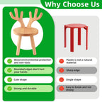 Wooden Toddler Chair, Kids Step Stool & Kids Chair for Table, 1-6 Years Solid Rubber Wood Desk Chair with Deer Antlers Backrest, CPC Certified, Safe & Sturdy for Home Playroom Classroom（1 Pack）