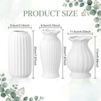3 Pcs Vase Modern Fluted Ribbed Textured Boho Decorative Vase for Flowers Living Room Home Cabinet Table Centerpieces Wedding Kitchen Office(Milk White Vertical)