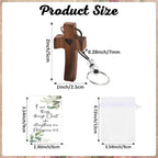 INSYOHO 12Pcs Wooden Cross Fidget - Small Pocket Cross My Heart Keychain with Card Organza Bag, Stress Anxiety Relief Encouragement Inspirational Handheld Prayer Keychain Christian Religious Gift