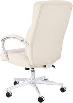 Amazon Basics Executive Desk Chair with Easy Assembly, Adjustable Height, 275lb Capacity, Oversized Cushion, 29.13"D x 25.2"W x 43.11"H, Ivory Bonded Leather