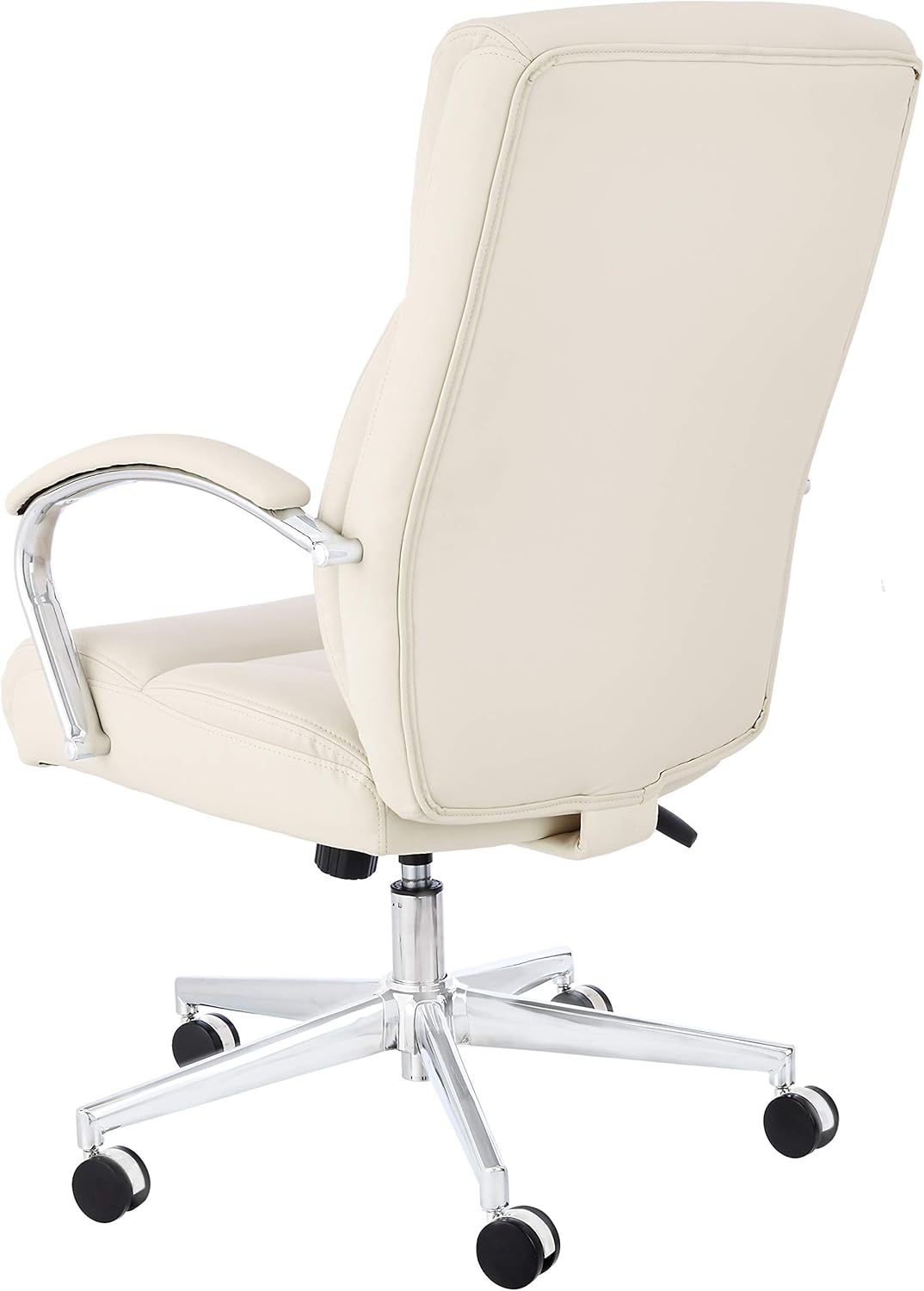 Amazon Basics Executive Desk Chair with Easy Assembly, Adjustable Height, 275lb Capacity, Oversized Cushion, 29.13"D x 25.2"W x 43.11"H, Ivory Bonded Leather