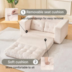 Fefances 55.1”Boneless Sofa Bed, 2-in-1 Convertible Loveseat & Folding Futon Couch, Small Space-Saving Design with Corduroy Fabric, for Living Room, Bedroom, Studio Apartment - Beige