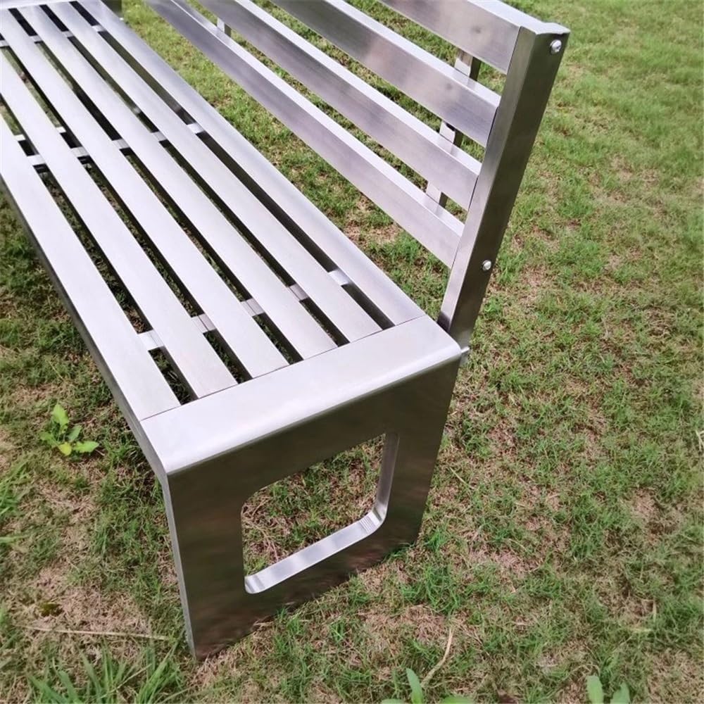 Garden Outdoor Backrest Bench, Stainless Steel Garden Chair, for Balcony Terrace Leisure Benchs Seat(XS)