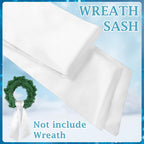 VitalCozy White Wreath Sash for Front Door Blank Satin Tulle Bow Wreath Sash Embroidery Monogram Plain Ribbon Accessories for Xmas Party Yard Doorway Indoor Outdoor Wall (4.5'' X 56'',Satin)