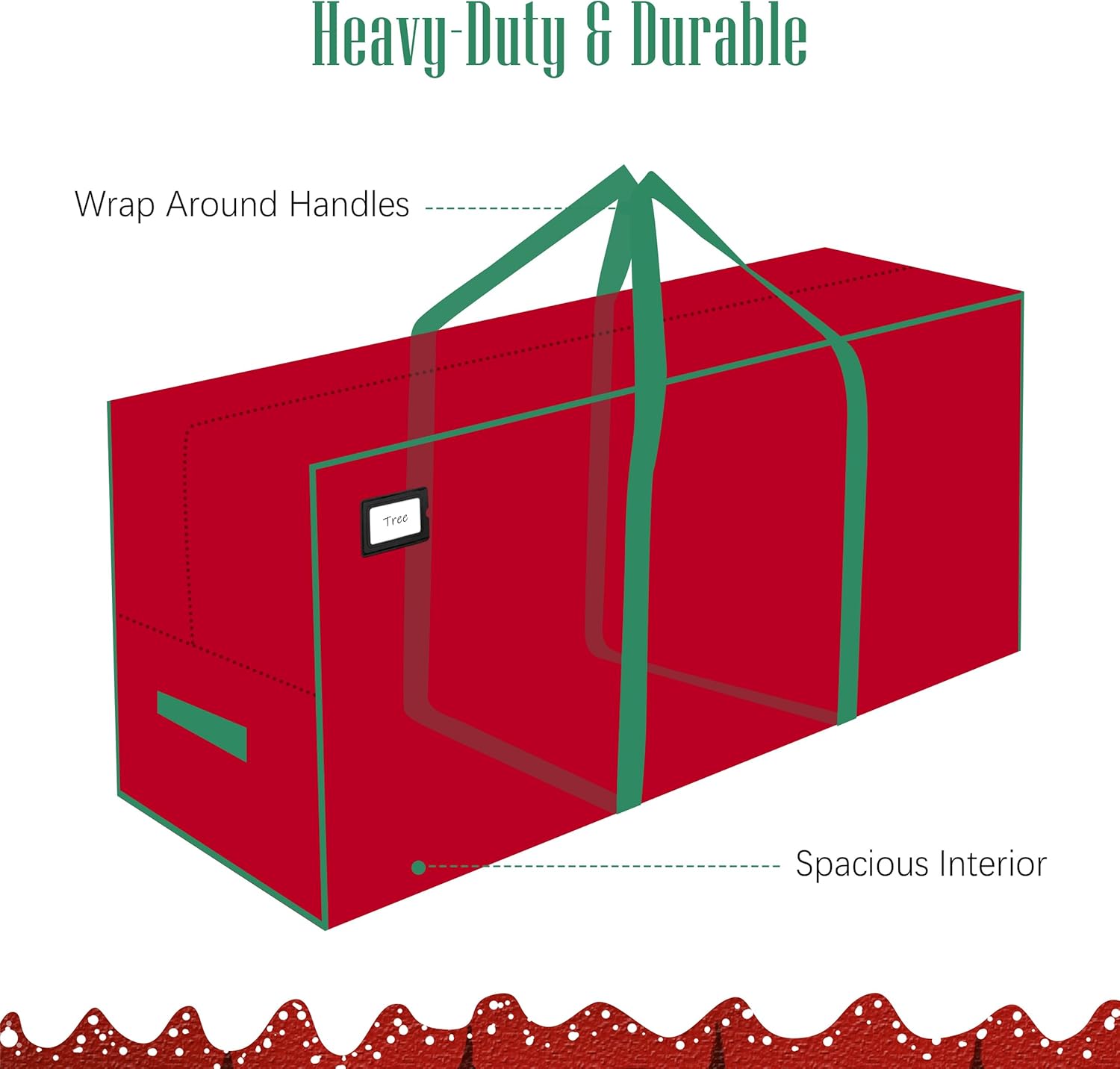 Cosy Family 7.5 ft Christmas Tree Storage Bag - Durable Heavy Duty Extra Large Artificial Xmas Holiday Tree Bag with Reinforced Handles and Dual Zippers Wide Opening - Red