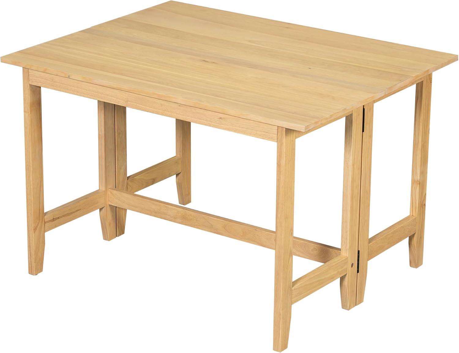 Knocbel Farmhouse 2-4 Person Rectangular Folding Dining Table, Wooden Kitchen Dining Room Bar Pub Bistro Small Space Furniture, Standard Height (Natural)