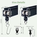 MLOQI Curtain Tracks Ceiling Wall Mounted with Soundproof Strips, Curtains Tracks Rails System, Black Ceiling Track for Curtains 3-6 Feet