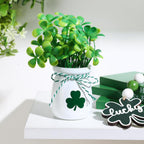St Patricks Day Decorations-4pcs St.Patrick's Day Mini Jars with Artificial Shamrock-Mini Vases for St Patricks Day Home Kitchen Table Fireplace Mantel Decor