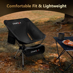 Camping Chair Backpacking Portable Hiking Ultralight Small Lightweight Folding Chair for Outdoor Camp Beach Picnic Concert, Supports 330lbs (Black,1PCS)