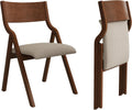 Ball & Cast Folding Dining Chairs Set of 2,Portable Kitchen Chairs with Padded Cushions,Ergonomical Design,Foldable Wood Dining Chairs for Dining Room,Restaurant,Kitchen,Office,Indoor,Taupe+Walnut
